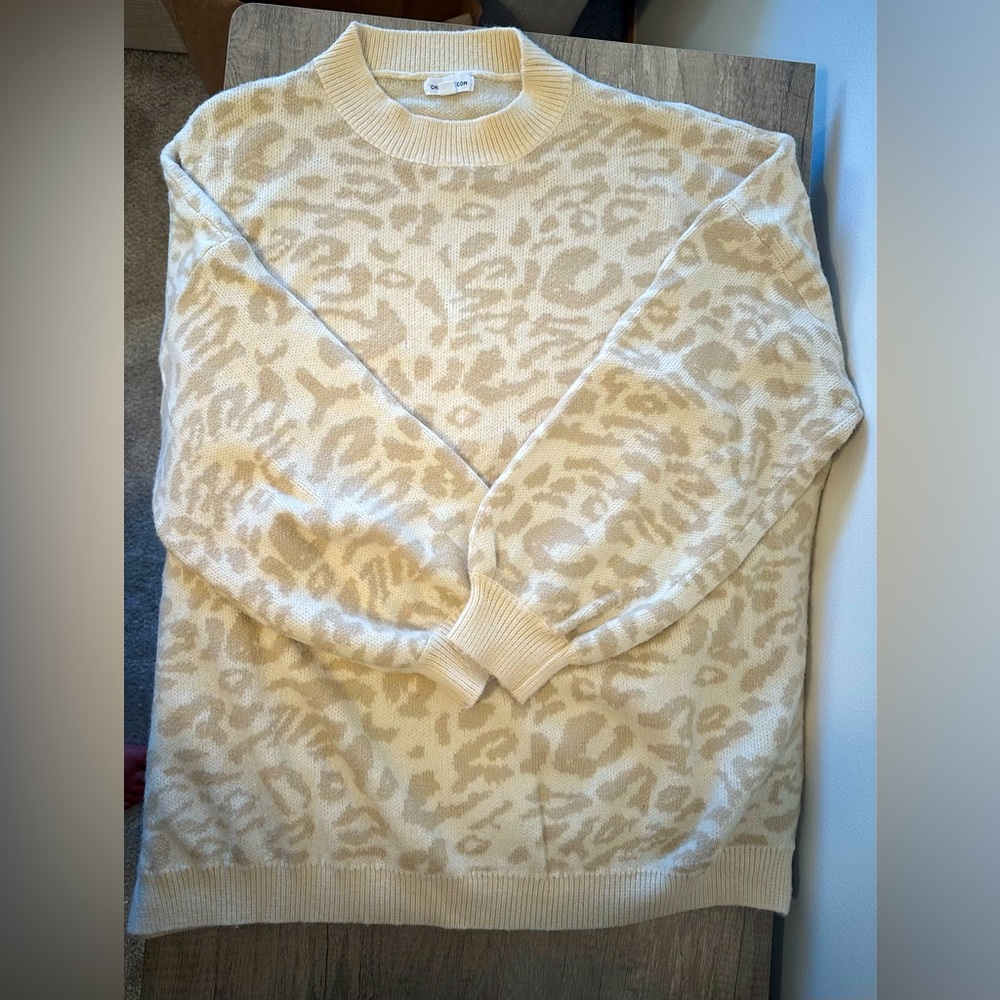 Chic Soul 2x/3x Mock Neck Leopard Print Sweater